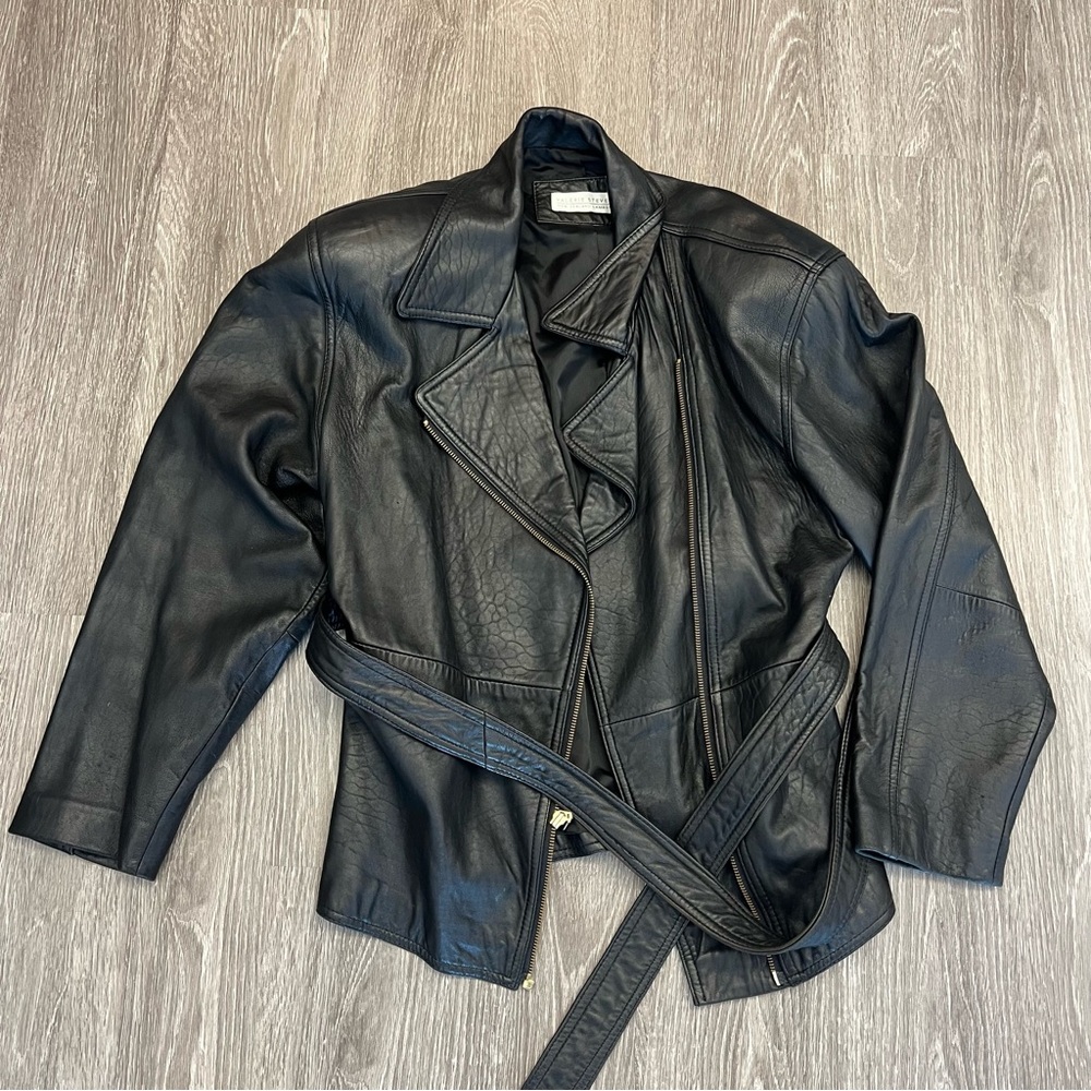 Valerie Stevens Lambskin Jacket with Belt size 6